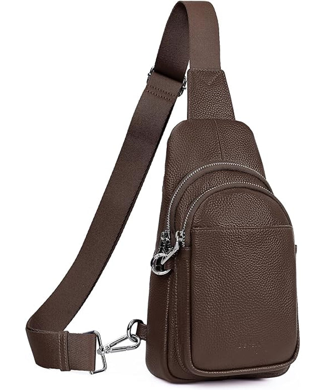 befen Genuine Leather Small Sling Bag for Women Anti-Theft Crossbody Chest Bags Fanny Packs for Travel with RFID Card Slots