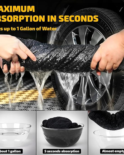 2-Pack 1200 GSM Car Drying Towels – Microfiber Towels for Cars (36" x 24"), Ultra-Absorbent, Streak-Free, Scratch-Free, No Water Spots, Double-Twist Pile & Edgeless Design