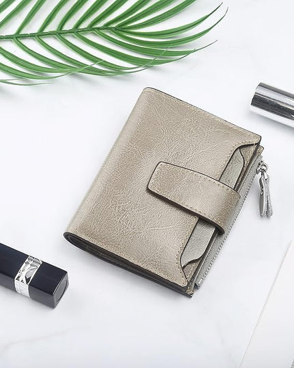 Lavemi Small Compact Women Wallet RFID Blocking Genuine Leather Bifold Purse with ID Windows
