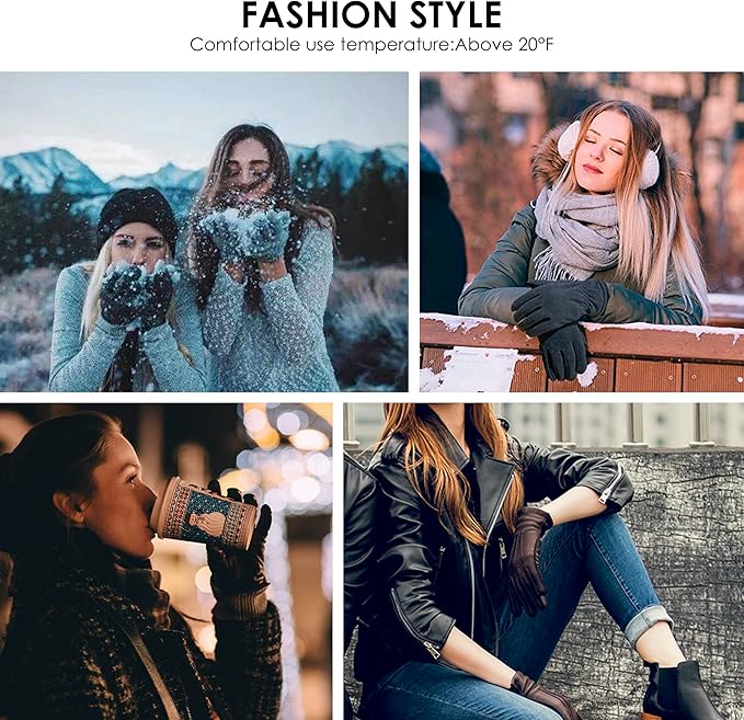 Womens Winter Leather Touchscreen Texting Warm Driving Lambskin Pure Genuine leather Gloves