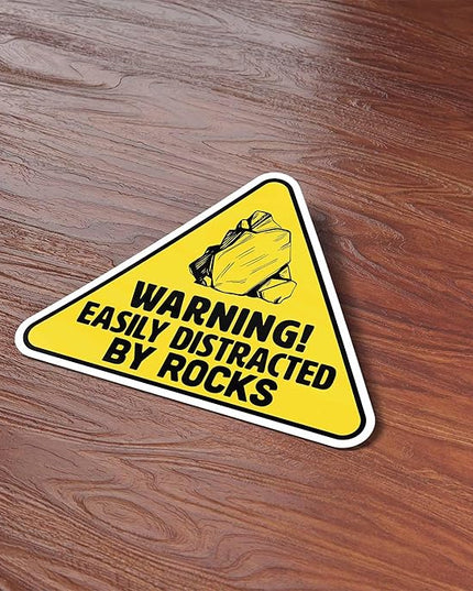 Easily Distracted by Rocks Sticker for Hydroflask Water Bottle - Funny Geology Quote Laptop Decal - Cute Nature Gift for Hikers