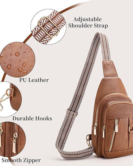 FALAN MULE Crossbody Bags for Women Trendy Leather Sling Chest Bag Fanny Packs for Women