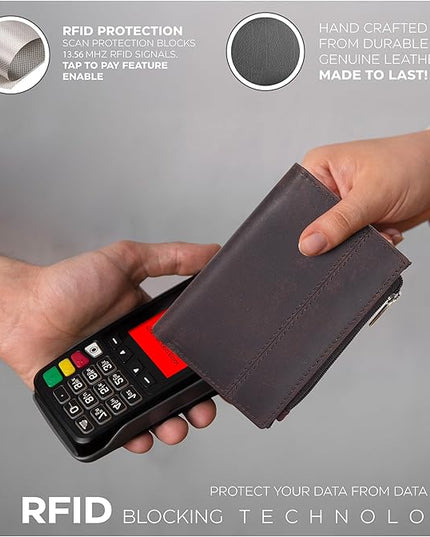 Oak Leathers Wallet For Women Full Grain Leather - Small RFID Coin Purse Credit Card & ID Holder for Ladies,Bifold Wallets for Teenager | Small, RFID, Coin Purse, for Ladies, for Teenager