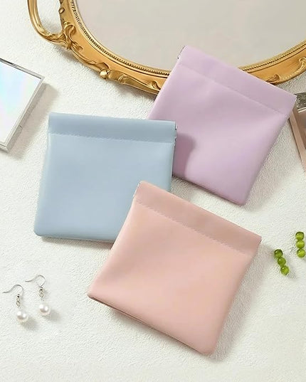 4Pcs Personalized Snap Closure Leather Organizer Pouch,Portable Small Makeup Bag for Women,Coin Purse Lipstick Cosmetics Accessories Organizer,Small Travel Kit Storage Pouch ﻿ (B)