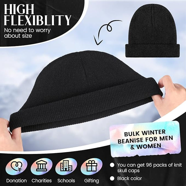 Tarpop 96 Pack Beanies Unisex Bulk for Men Women, Winter Beanie Hats Packs Knit Hat Warm Skull Cap Homeless
