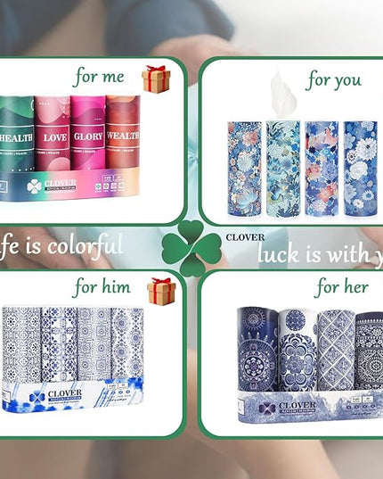 CLOVER Travel Tissues 3-Ply Facial Tissues & Car Tissues - Compact Tissue Canister for Cup Holder, Office, Bedroom, Vanity (Lition Pack of 4)