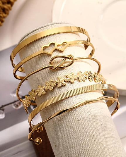 ÌF ME Gold Bangle Bracelets for Women, Indian Bangles Stackable Set, Multi Layer Textured 14K Gold Plated Chunky Bracelets Boho Jewelrys Set
