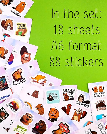 BulbaCraft Beaver Stickers for Water Bottle and Laptop - Nature Party Supplies & Decorations, Waterproof Vinyl Animal Decals, Cute Beaver Stickers Laptop Decals, Gifts for Women & Men