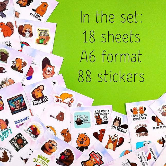 BulbaCraft Beaver Stickers for Water Bottle and Laptop - Nature Party Supplies & Decorations, Waterproof Vinyl Animal Decals, Cute Beaver Stickers Laptop Decals, Gifts for Women & Men