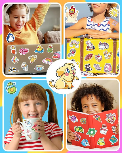 Stickers for Kids, 600Pcs Cute Water Bottle Stickers for Teens, Vinyl Waterproof Classroom Bulk Sticker Pack for Laptop School Student Gifts Classroom Teacher Prizes Kawaii Animal Sticker for Boy Girl