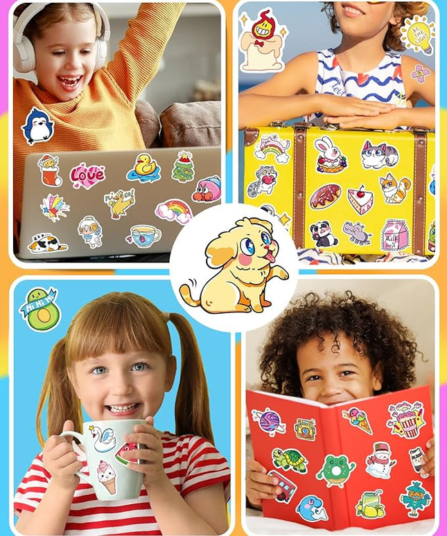 Stickers for Kids, 600Pcs Cute Water Bottle Stickers for Teens, Vinyl Waterproof Classroom Bulk Sticker Pack for Laptop School Student Gifts Classroom Teacher Prizes Kawaii Animal Sticker for Boy Girl