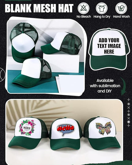 10 Pcs Sublimation Blank Trucker Hats Bulk Mesh Baseball Cap Polyester Mesh Trucker Hat for Men and Women