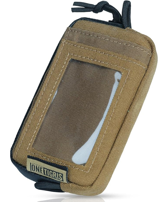 ONETIGRIS Front Pocket Wallet with Zippers Small Coin Purse Tactical Wallet Nylon Minimalist Wallet for Men Women, Brown