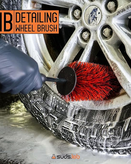 Suds Lab WB Premium Detailing Wheel Brush for All Vehicle Types – 17.7" Ultra-Soft and Scratch-Free Reusable Rim, Wheel, and Tire Brush for Deep Cleaning