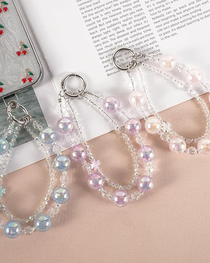 Phone Charm for Women, Anti-Theft Phone Wrist Strap Hands-Free & Beaded Chain,Tether Tab