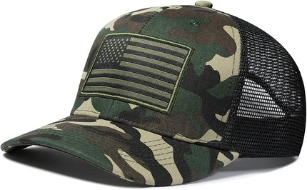 AURR American Flag Trucker Hat, Patriotic Baseball Cap for Men & Women, Breathable Mesh Adjustable Snapback, USA Flag Patch