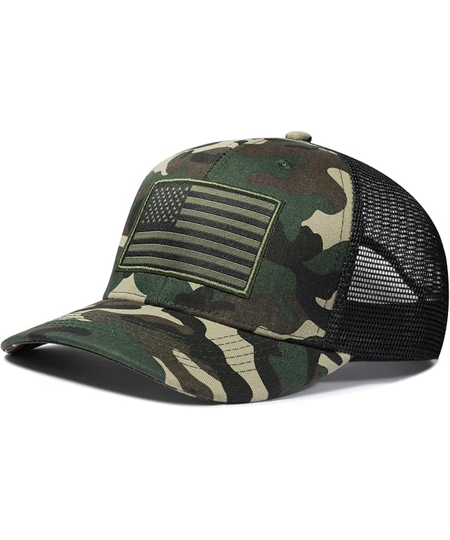 AURR American Flag Trucker Hat, Patriotic Baseball Cap for Men & Women, Breathable Mesh Adjustable Snapback, USA Flag Patch