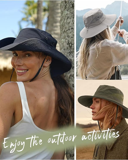 FURTALK Womens Sun Hat with Ponytail Hole Beach Hiking Summer Wide Brim UPF 80+ Outdoor Protection Foldable Bucket Hat