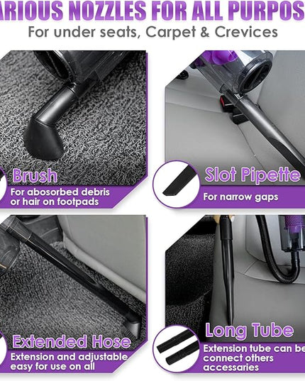 Viewsun 17PCS Car Cleaning Kit, Purple Car Interior Detailing Kit with High Power Handheld Vacuum, Detailing Brush Set, Windshield Cleaner, Cleaning Gel, Complete Auto Accessories for Women Gift