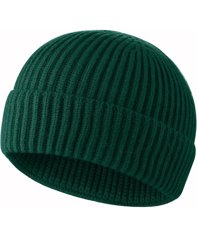 ROYBENS Swag Wool Knit Cuff Short Fisherman Beanie for Men Women, Winter Warm Hats