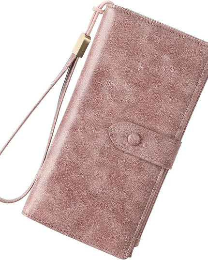 SENDEFN Wallet for Women RFID Blocking Leather Clutch Long Purse Large Capacity Credit Card Holder Wristlet