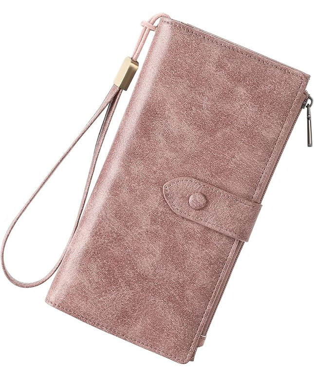 SENDEFN Wallet for Women RFID Blocking Leather Clutch Long Purse Large Capacity Credit Card Holder Wristlet