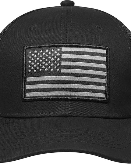 AURR American Flag Trucker Hat, Patriotic Baseball Cap for Men & Women, Breathable Mesh Adjustable Snapback, USA Flag Patch