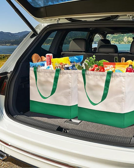Canvas Reusable Grocery Bags, Heavy Duty 8.3 gal Foldable Large Canvas Tote Bag, Holds 60 lbs, 1 Pack