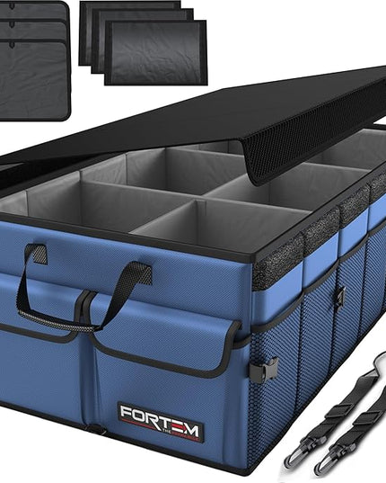FORTEM Trunk Organizer For SUV Car Trunk Organizer, Foldable Storage, Car Accessories for Women Men, Collapsible Bag, Perfect Christmas Gifts, 600D Oxford, Non Slip Bottom, Straps, Soft Cover (85L)