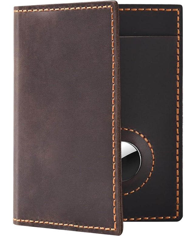 Passport Holder for Travel, Full Grain Leather Passport Holder with Airtag, Rfid Passport Cover Wallet Case for Men Women, Travel Essentials Gift, Coffee Brown