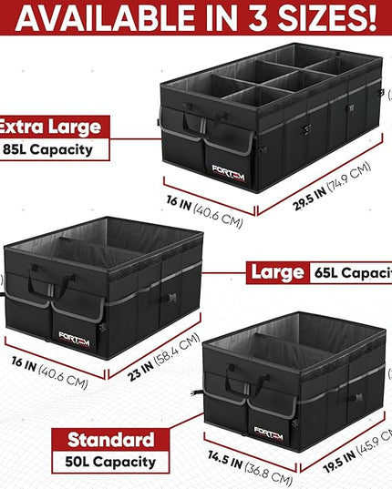 FORTEM Trunk Organizer For SUV Car Trunk Organizer, Foldable Storage, Car Accessories for Women Men, Collapsible Bag, Perfect Christmas Gifts, 600D Oxford, Non Slip Bottom, Straps, Soft Cover (65L)