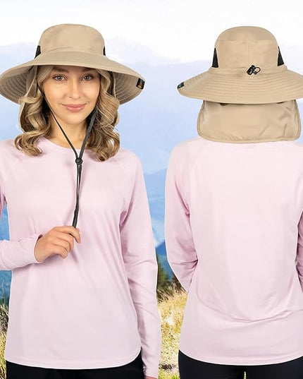 SUN CUBE Wide Brim Sun Hat Men Women, Fishing Hats Sun UV Protection, Mens Hiking Bucket Hat Safari Beach Boonie, UPF 50+