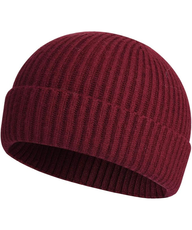 ROYBENS Swag Wool Knit Cuff Short Fisherman Beanie for Men Women, Winter Warm Hats