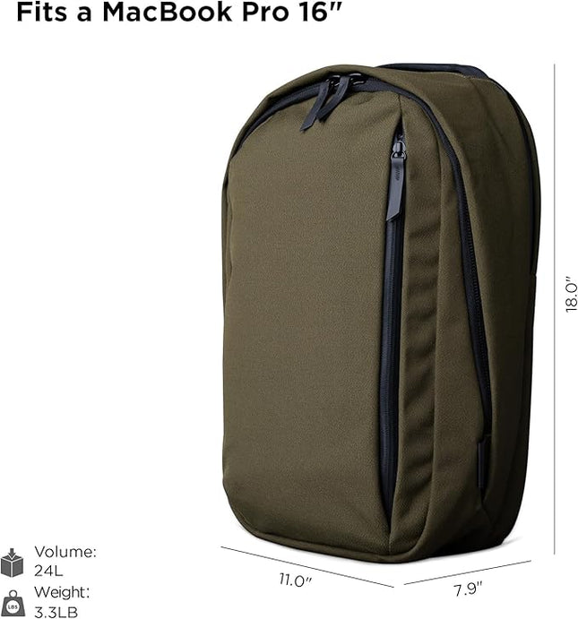 ALPAKA Metro Backpack Pro for Men - Fits 15.6" Laptop Business Travel Backpack with YKK Zippers, MOD Key Leash,Axoflux 600D (Army Green)