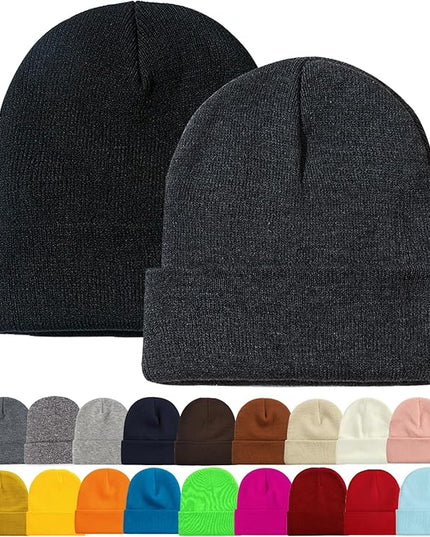 ZOORON 1&2 Pack Beanie for Men Women Slouchy Beanie Hats Winter Knit Caps Soft Ski Hat Unisex