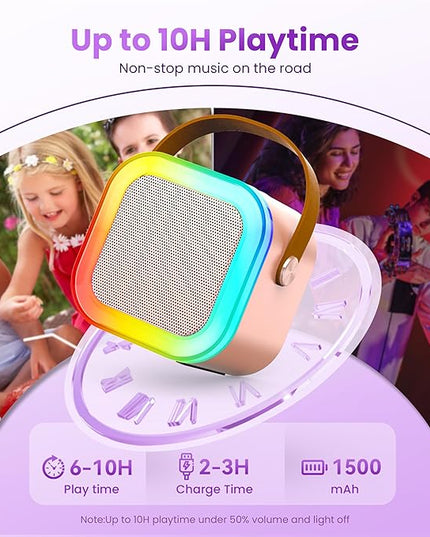 Mini Karaoke Machine for Kids Adults, 2026 TOP Birthday Gifts for Girls 3,4,5,6,7,8+Year Old Toddler Toys, Portable Bluetooth Speaker with 2 Wireless Karaoke Microphones Player Valentine Gifts(Rose)