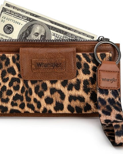 Montana West X Wrangler Wallet for Women Ladies Female Card Cases & Money Organizers Wristlet with Wallet Large Clutch with Coin Purse Smooth Zipper and Rfid Lining