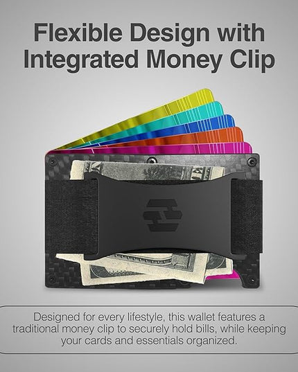 Hayvenhurst Wallet For Men - Reinvented Design Men's Wallet - Slim, Minimalistic & Seamless, Blocks RFID Scanners with a Cash Strap (Carbon Fiber) | Reinvented Design, Slim, Minimalistic, Seamless, Blocks RFID Scanners, Cash Strap