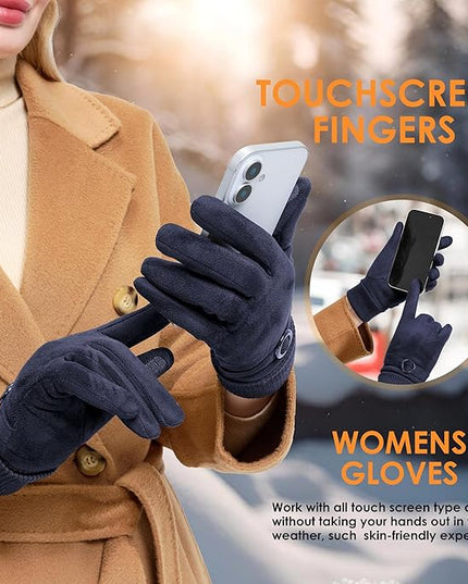 Cold Weather Womens Gloves, Winter Gloves for Women Thermal Warm Fleece Lined, Touchscreen Gloves for Christmas Gifts