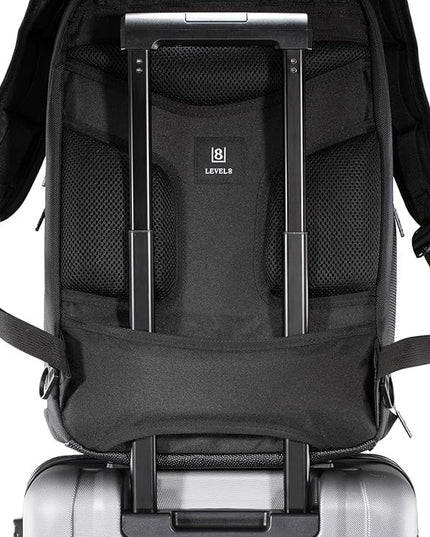 LEVEL8 Laptop Backpack, Work Backpack for Men Women, Travel Computer Bag for Business Fits 15.6" Laptop and Notebook - Black