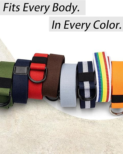 maikun Mens & Womens Canvas Belt with Black D-ring Buckle 1 1/2" Wide Solid Color Fabric Belt for Men