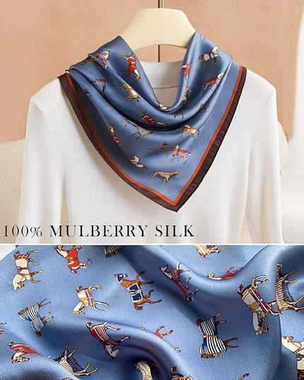 100% Mulberry Silk Scarf for Women Hair Lightweight Square Neckerchief Wrap For Head Scarves 21"