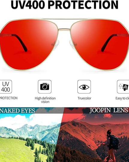 Joopin Polarized Metal Aviation Sunglasses Men, Classic Military Sun Glasses Women, Rectangle Shades UV400 Protection Costume