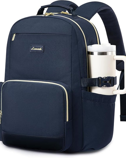LOVEVOOK Laptop Backpack for Women with Pouch Pocket for Large Capacity Cup,17 Inch Laptop Computer Bag Travel Backpack Purse,Waterproof Work Business Backpack College Teacher Bags,Dark Blue