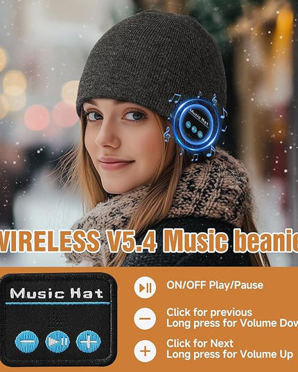 Bluetooth Beanie for Men Women, HD Stereo Sound Beanie with Headphones, Unique Tech Gifts for Men Husband Him Teen