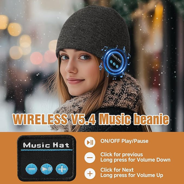 Bluetooth Beanie for Men Women, HD Stereo Sound Beanie with Headphones, Unique Tech Gifts for Men Husband Him Teen