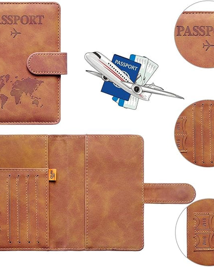 Passport Holder for Travel,Passport Holder with Card Slots Holder,Passport Case,Passport cover for Women and Men,Passport Wallet Travel Essentials and Accessories (Buckle, Brown)