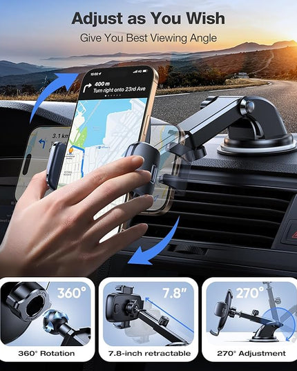 TORRAS 2026【Strongest Suction & Ultra-Durable】 Phone Holders for Your Car,【Patent & Safety Certs】 Car Phone Holder Mount Truck Stand for Dashboard Windshield Vent for iPhone 17 16 15 14 13, Navy Blue