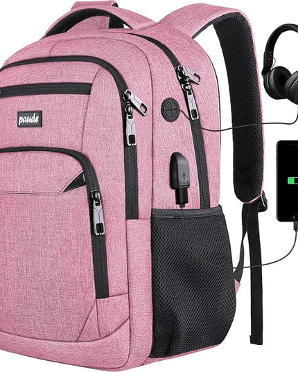 Paude Backpack for Women and Teen Girls, School/College Laptop Bookbag for City Trip, Pink