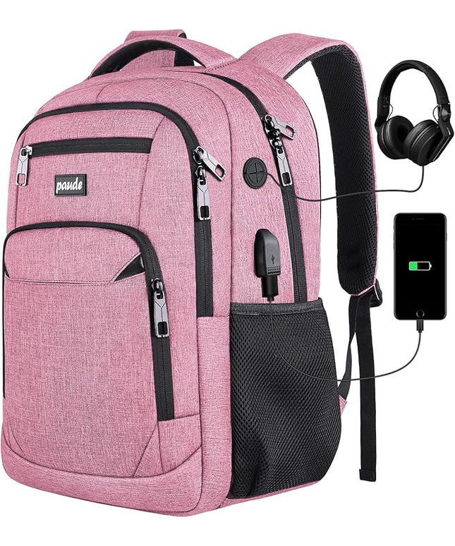 Paude Backpack for Women and Teen Girls, School/College Laptop Bookbag for City Trip, Pink